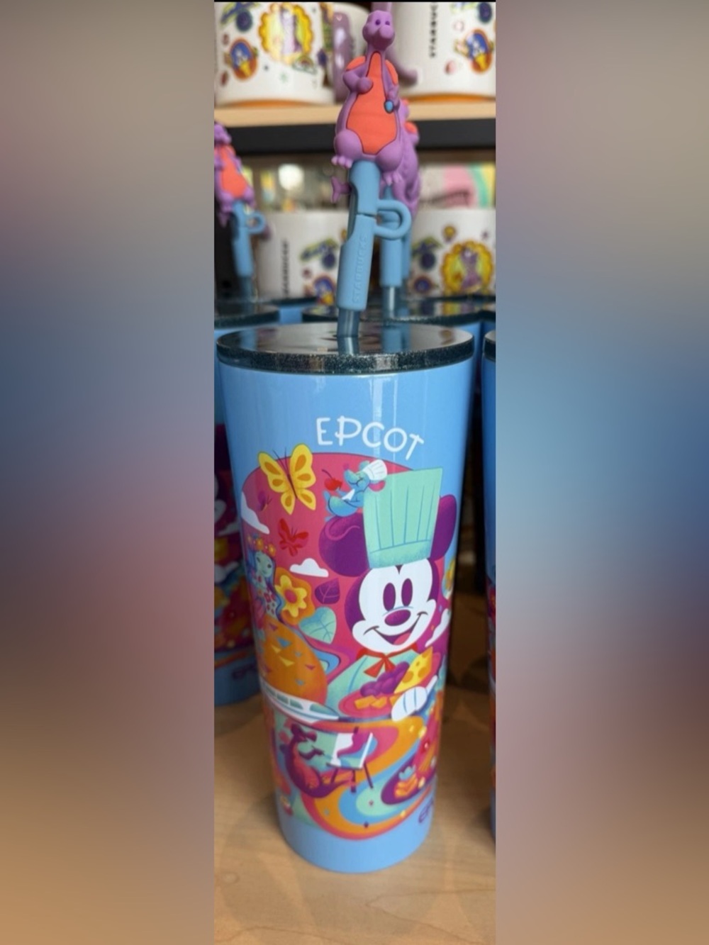 2026 Disney Starbucks Epcot Chef Mickey, Remy With Figment Straw Topper Tumbler